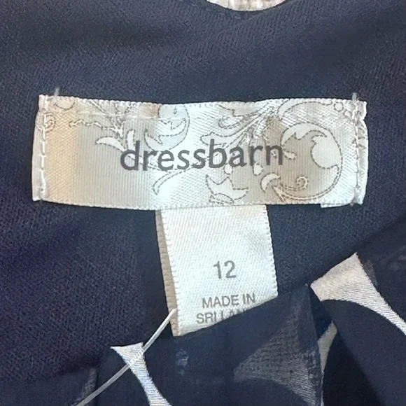 New DRESSBARN Navy White Midi Dress Circle Professional Church Timeless Women 12 - Picture 9 of 15
